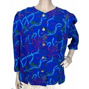 COPY - Vintage 80's Serbin Colorful Paisley Chain Print Button-Down Jack…